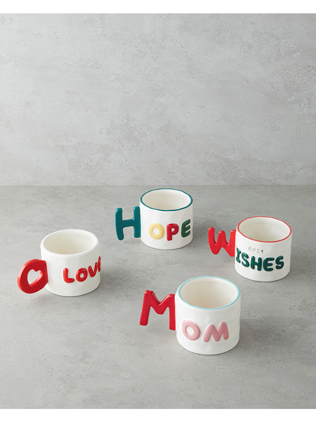 Love More Stoneware Kupa 400 ml Pembe-3