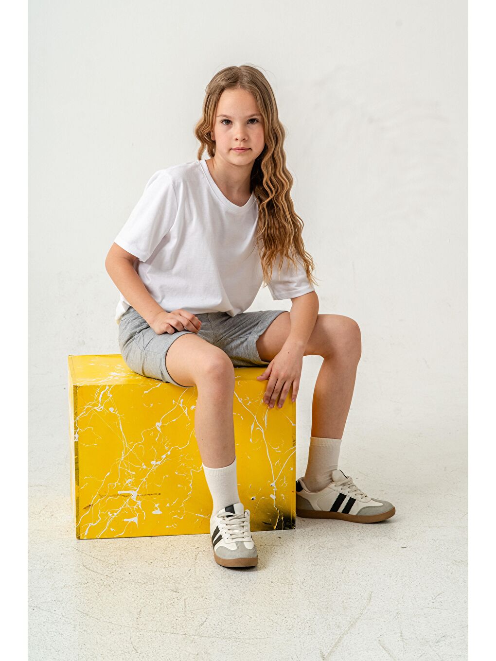 Gri Always Be Joyful Nakışlı Kız Çocuk Şort-4