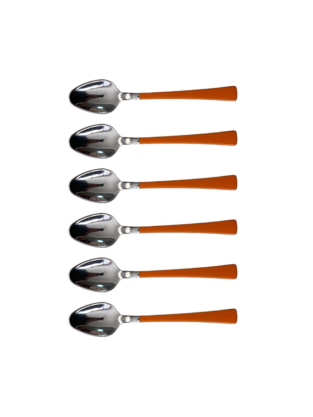 Gri Parlak Gümüş Turuncu Pasta Tatlı Kaşık-Çatal-Çay Kaşığı Seti 18 Adet Gümüş-4