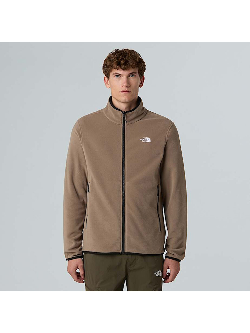 Glacier Fleece Erkek Bej Dik Yaka Fermuarlı Sweatshirt