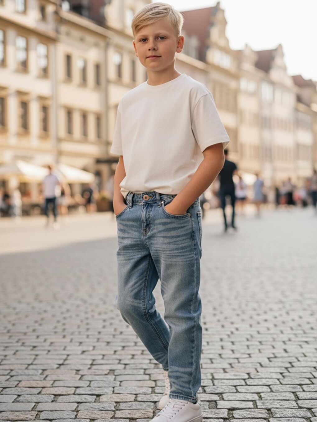 Mavi Erkek  Çocuk Boyfriend Mom Fit Standart Paça Jean Pantolon-1