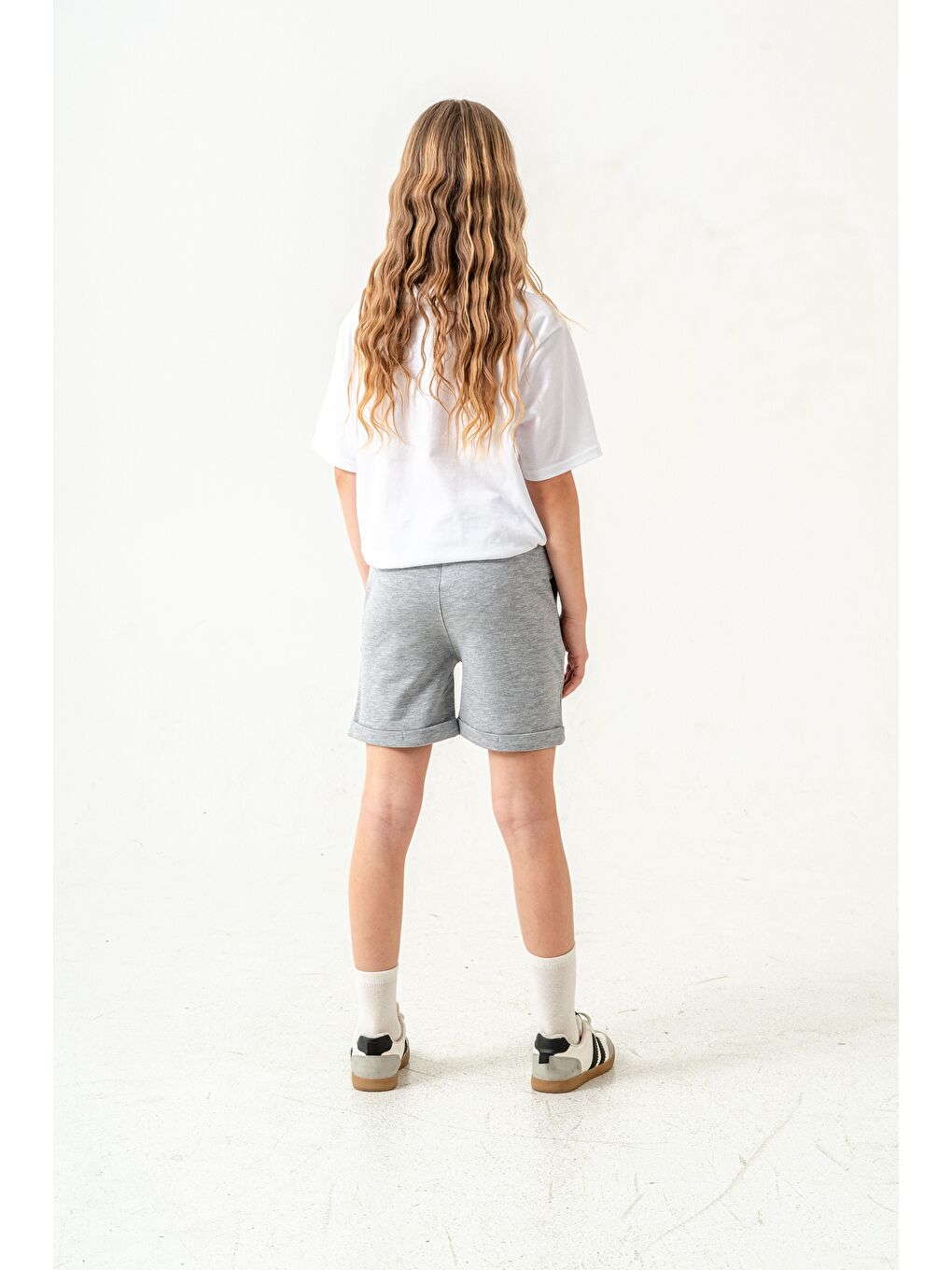 Gri Always Be Joyful Nakışlı Kız Çocuk Şort-6