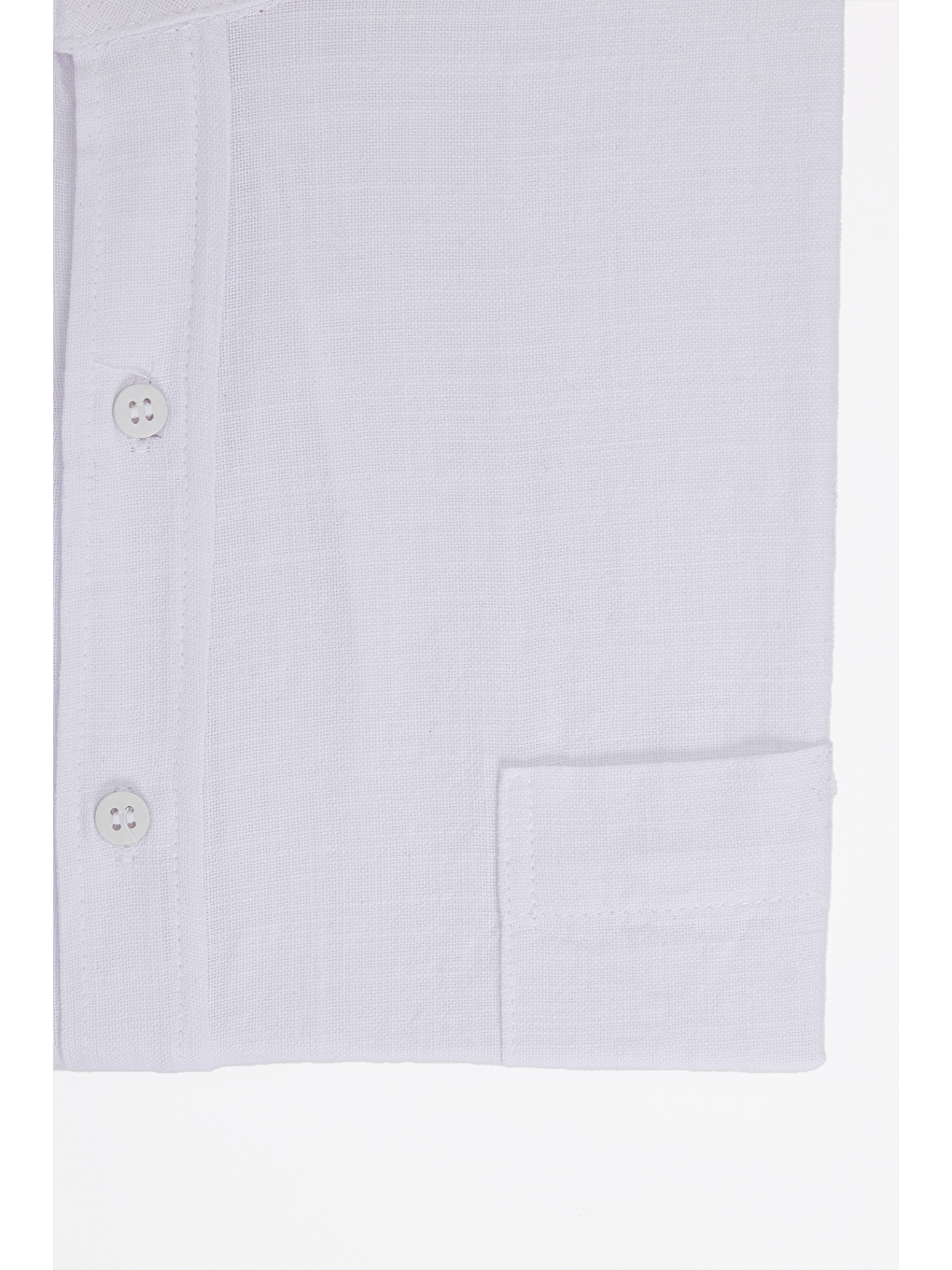 Erkek Big Size Battal Kesim %100 Pamuk Uzun Kollu Hakim Yaka Keten Efektli Düz Beyaz Gömlek-2