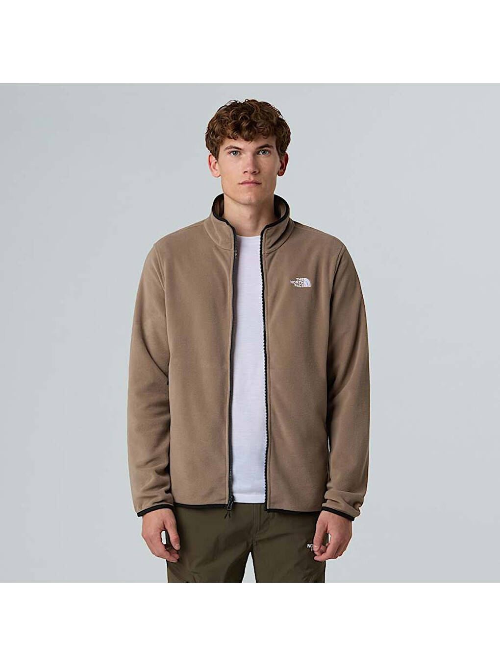 Glacier Fleece Erkek Bej Dik Yaka Fermuarlı Sweatshirt-1