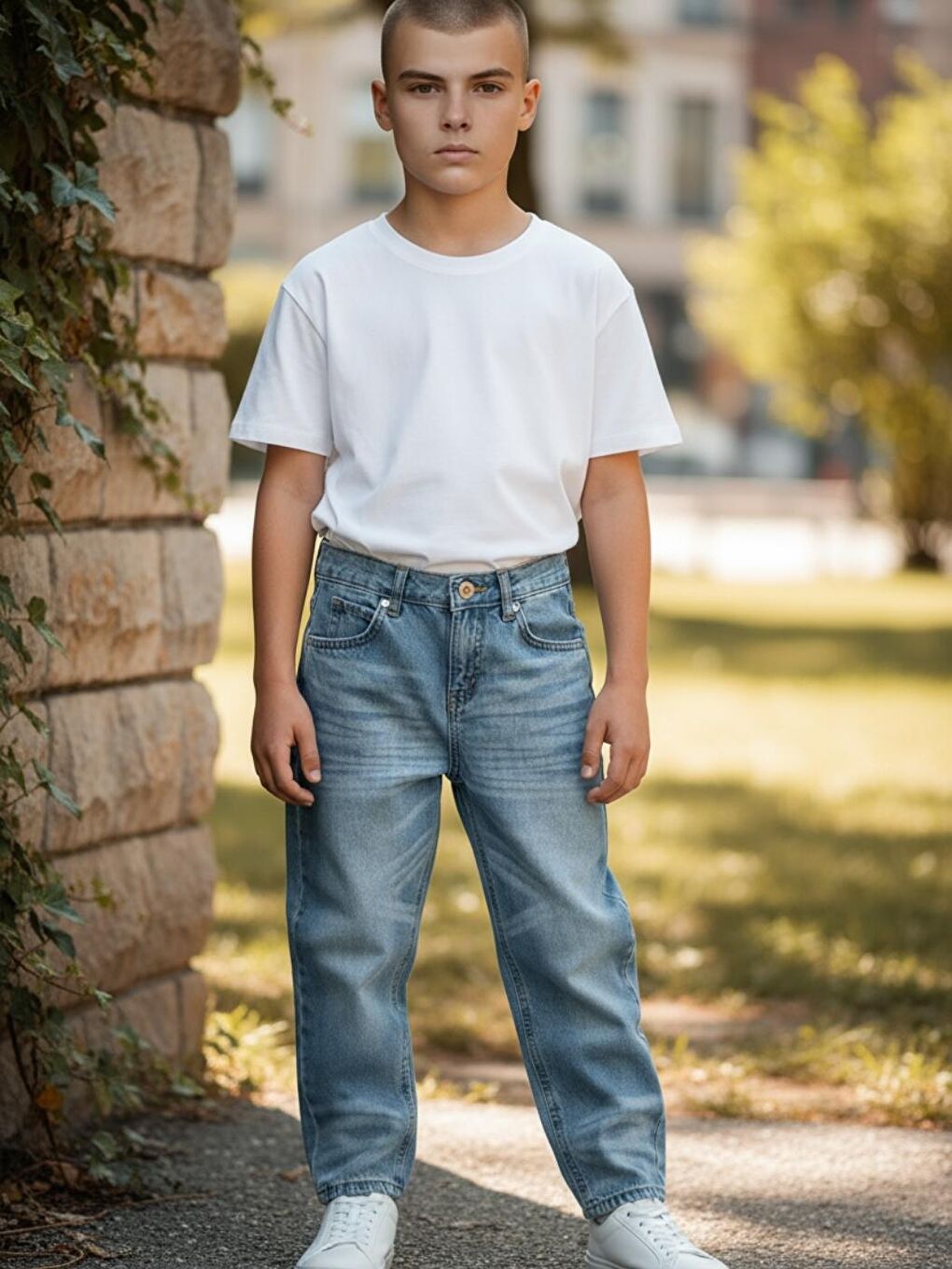 Mavi Erkek  Çocuk Boyfriend Mom Fit Standart Paça Jean Pantolon-2