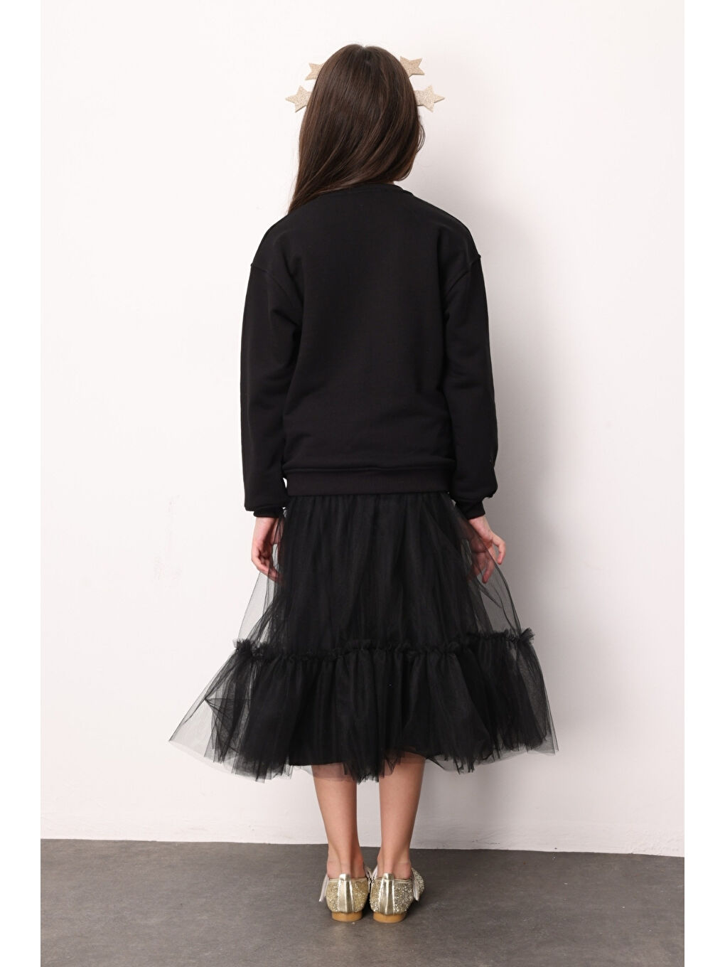 Siyah Kız Çocuk Uzun Tül Etek - Mindy-2