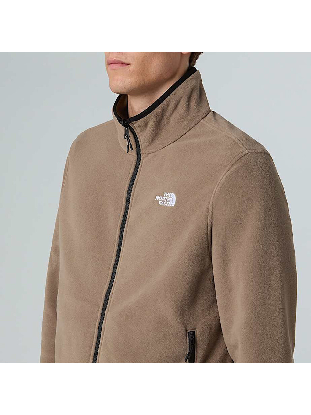 Glacier Fleece Erkek Bej Dik Yaka Fermuarlı Sweatshirt-4
