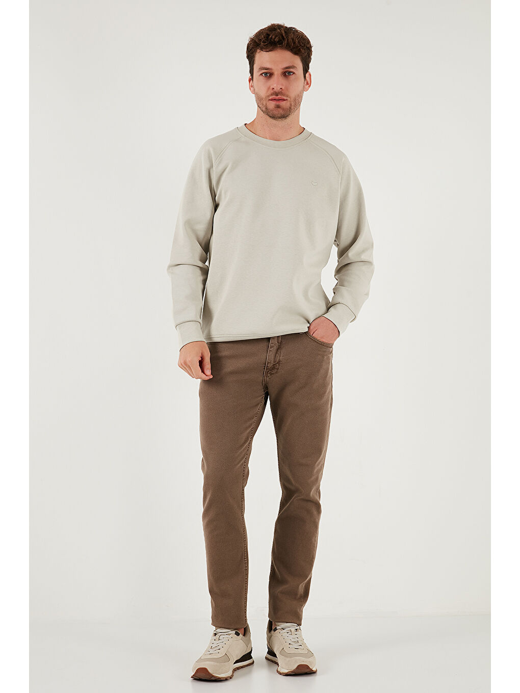 Haki Streç Pamuklu Relaxed Fit Bisiklet Yaka 2'li Paket Sweat 5901210S2-2