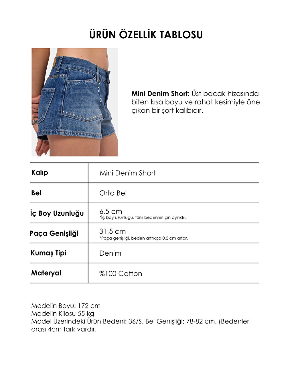 Kadın Mavi T-2s6-4 Drop Detaylı Mini Özel Tasarım Denim Şort-1