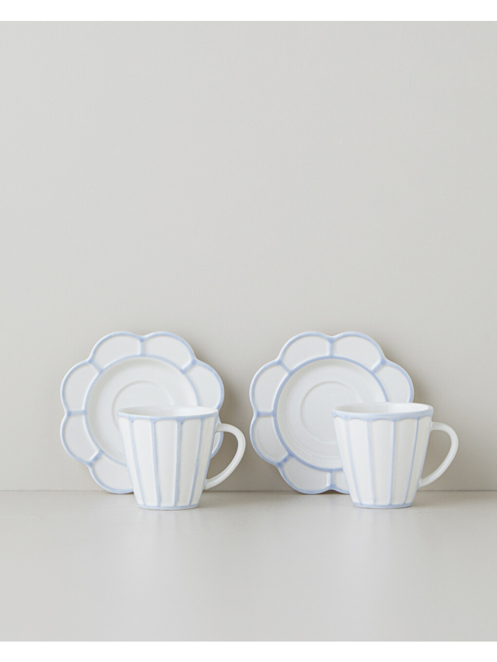 Soft Cloud Stoneware 4 Parça 2 Kişilik Kahve Fincan Takımı 70 Ml Açık Mavi-1