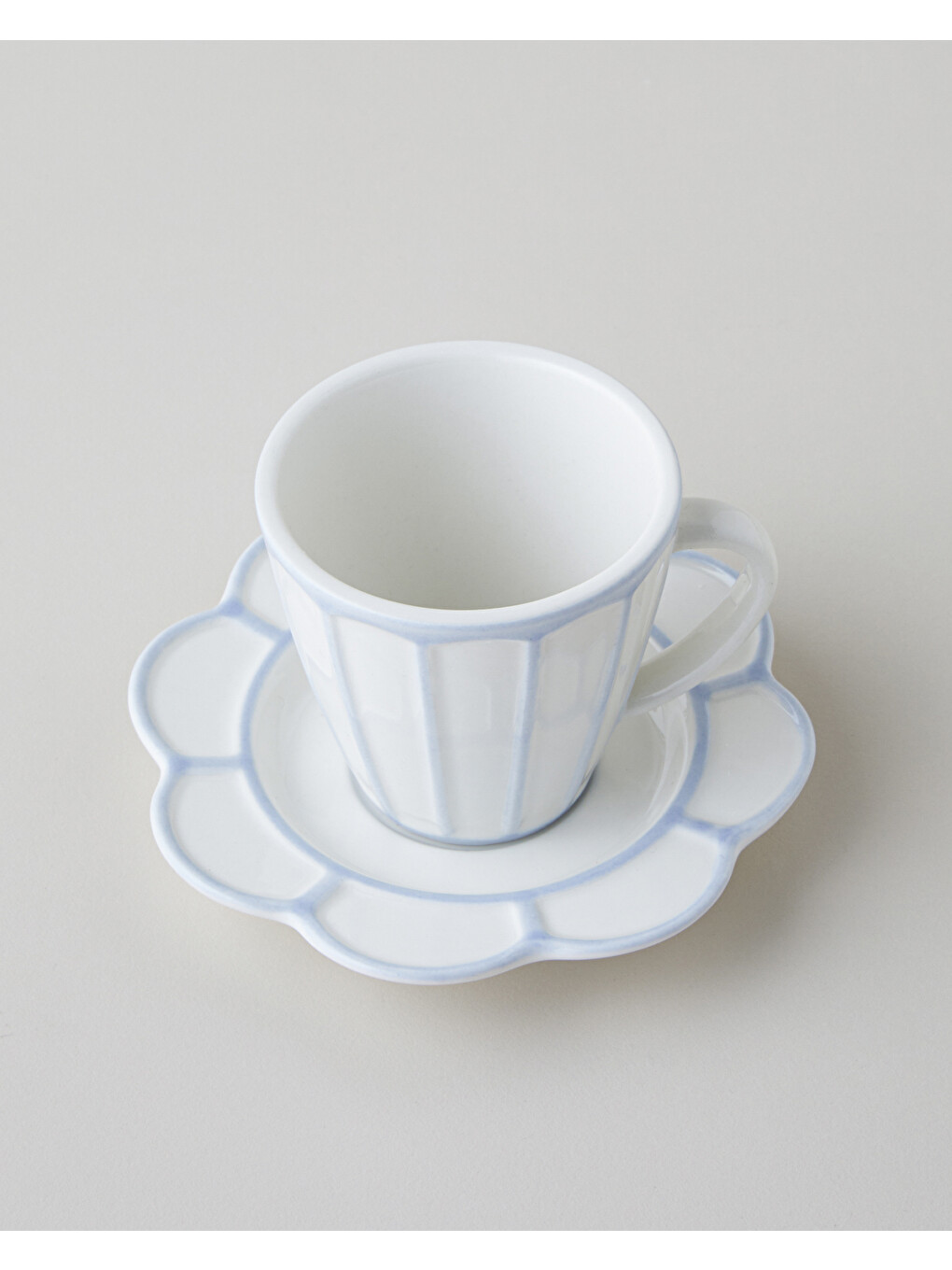 Soft Cloud Stoneware 4 Parça 2 Kişilik Kahve Fincan Takımı 70 Ml Açık Mavi-2