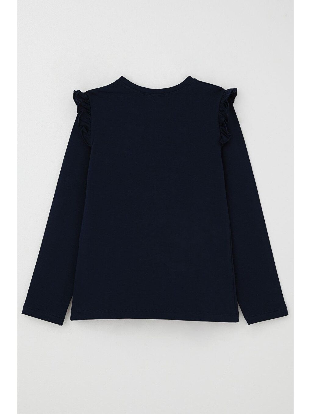 Kız Çocuk Uzun Kollu Tişört Işıltılı Taş İşleme Detaylı Lacivert (4-10 Yaş)-1