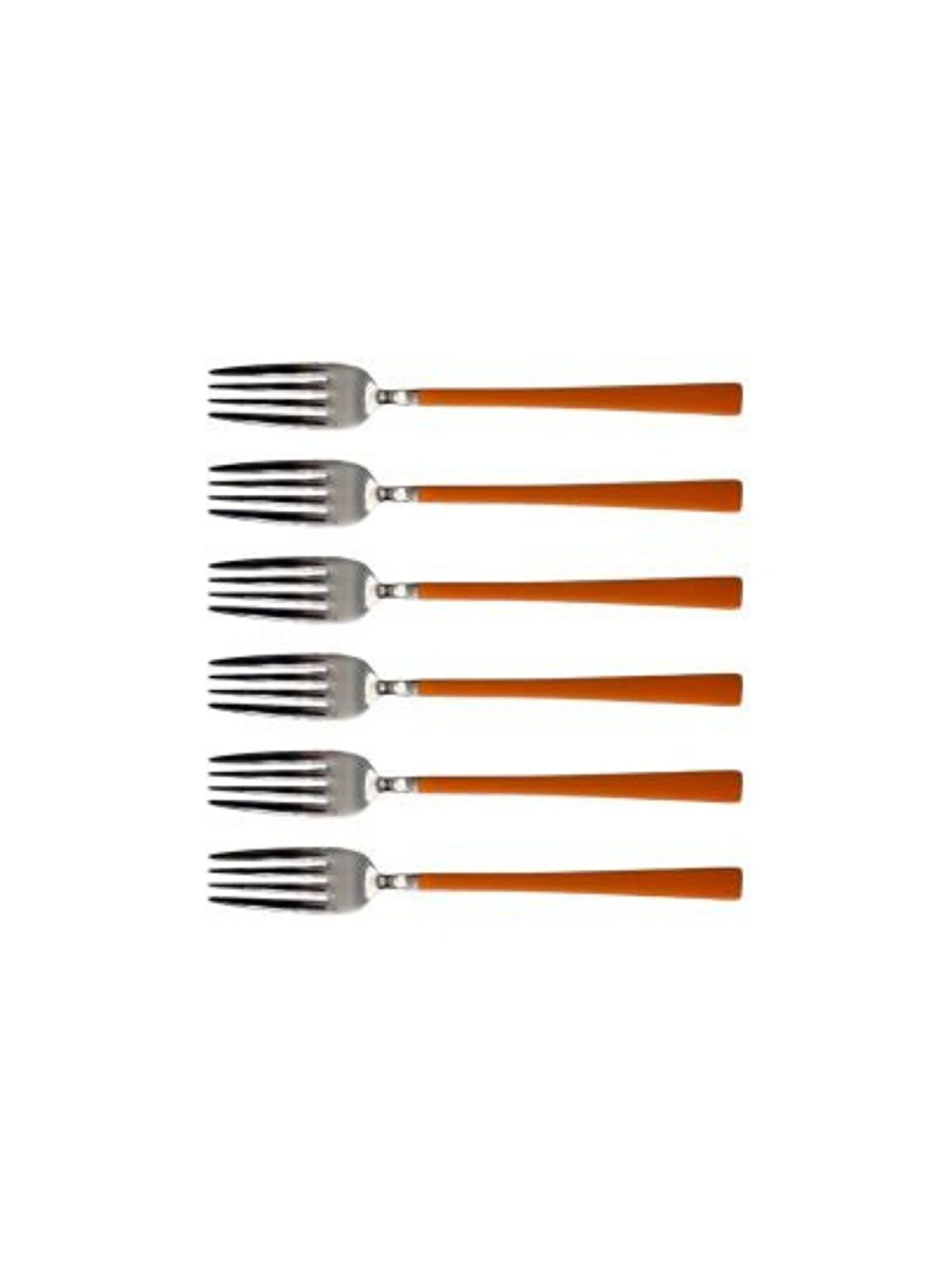 Gri Parlak Gümüş Turuncu Pasta Tatlı Kaşık-Çatal-Çay Kaşığı Seti 18 Adet Gümüş-6