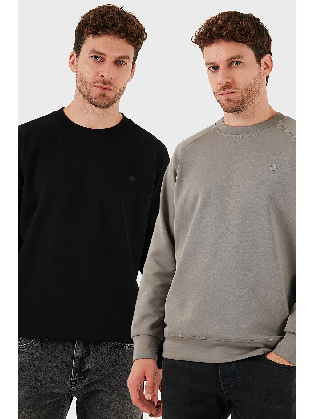 Siyah Streç Pamuklu Relaxed Fit Bisiklet Yaka 2'li Paket Sweat 5901210S2