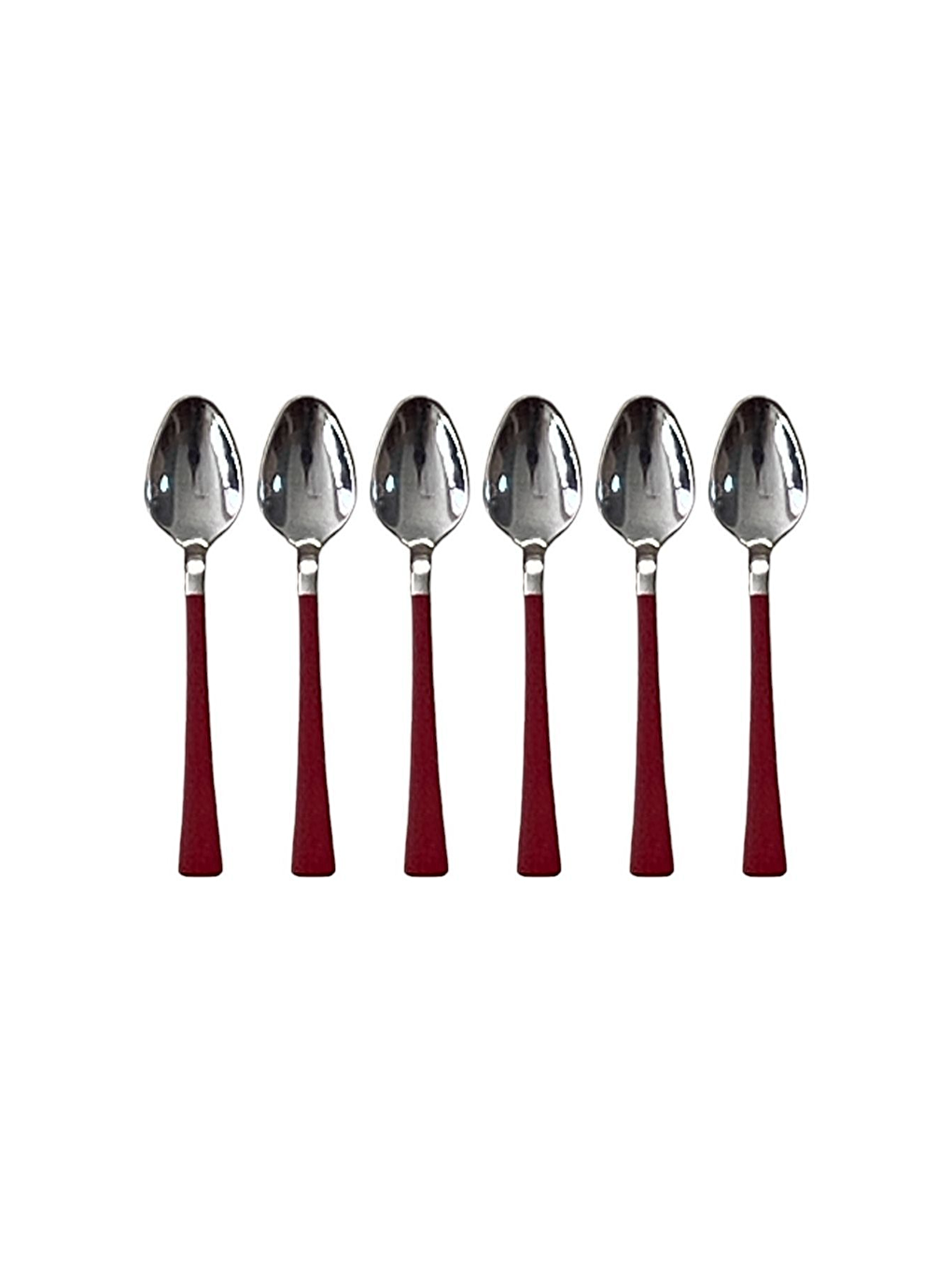 Beyaz Parlak Gümüş Kırmızı Pasta Tatlı Kaşık-Çatal-Çay Kaşığı Seti 18 Adet Gümüş-3