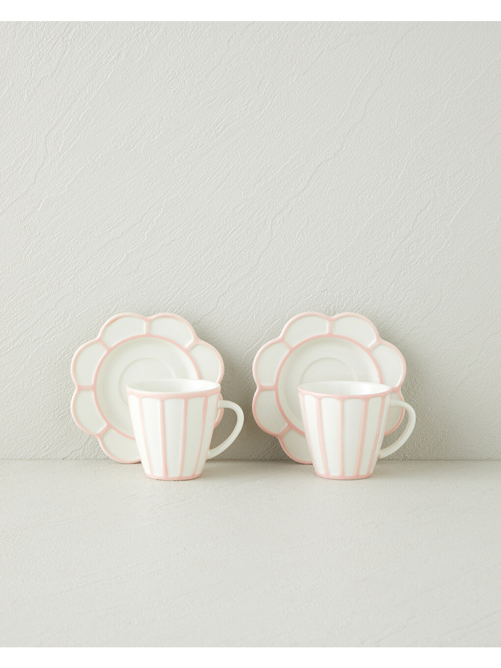 Soft Cloud Stoneware 4 Parça 2 Kişilik Kahve Fincan Takımı 70 Ml Açık Pembe