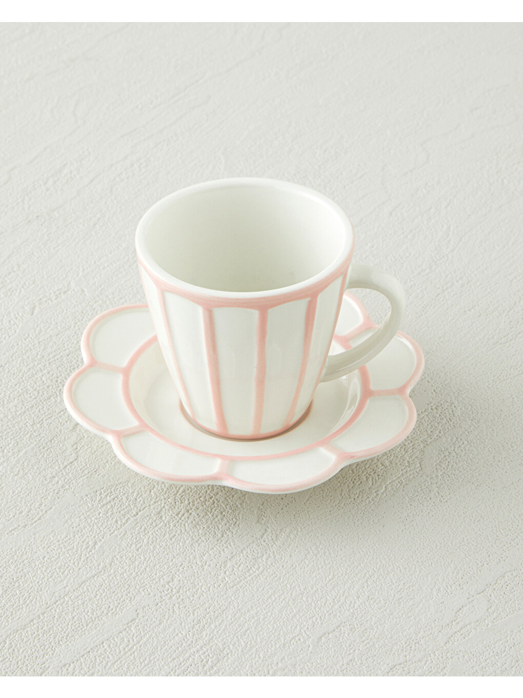 Soft Cloud Stoneware 4 Parça 2 Kişilik Kahve Fincan Takımı 70 Ml Açık Pembe-2