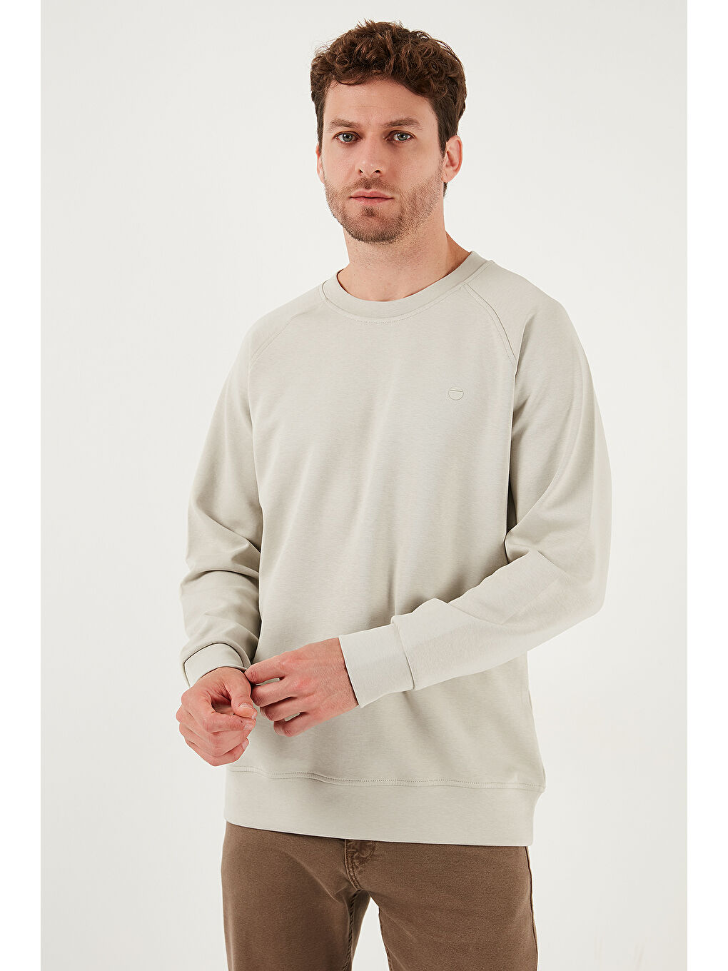 Haki Streç Pamuklu Relaxed Fit Bisiklet Yaka 2'li Paket Sweat 5901210S2-3