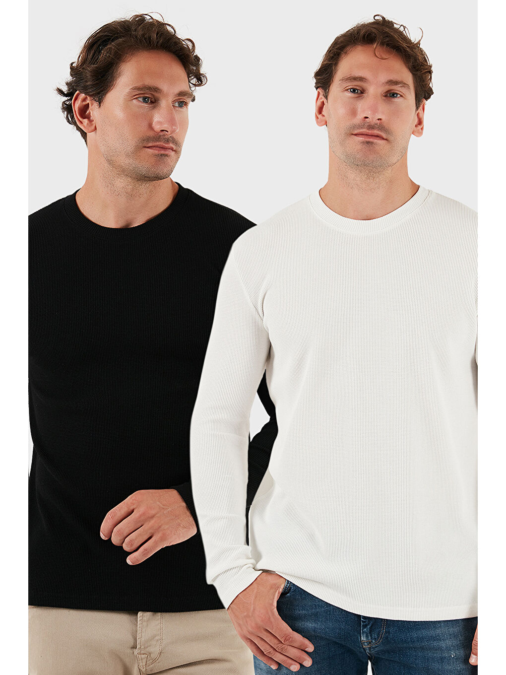 Lila Pamuklu Bisiklet Yaka Slim Fit Basic 2'li Paket Sweat 5905073S2