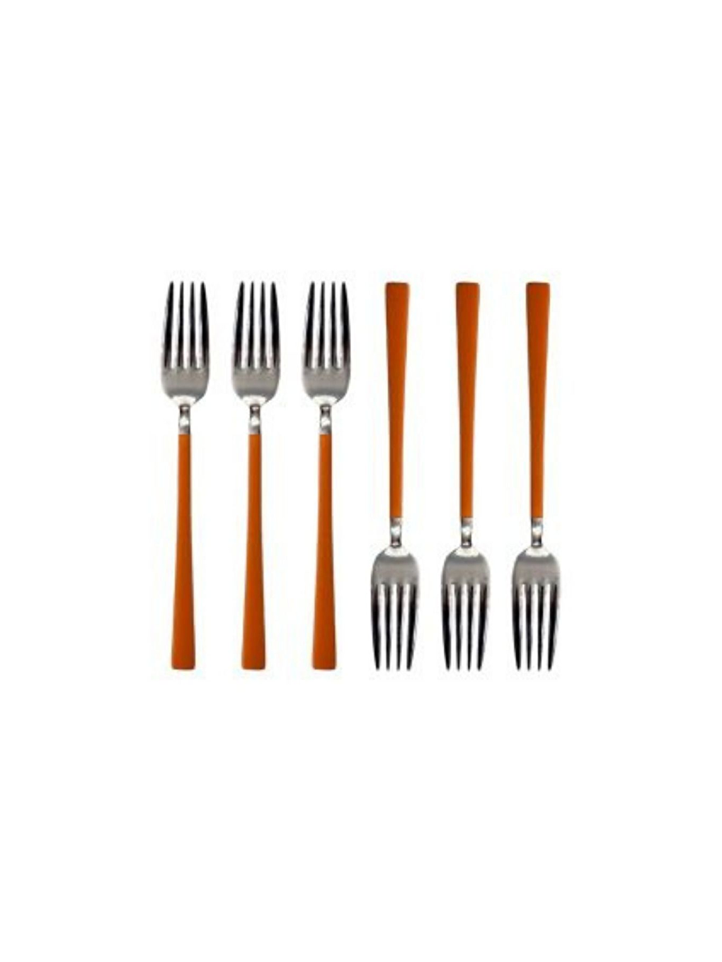 Gri Parlak Gümüş Turuncu Pasta Tatlı Kaşık-Çatal-Çay Kaşığı Seti 18 Adet Gümüş-7