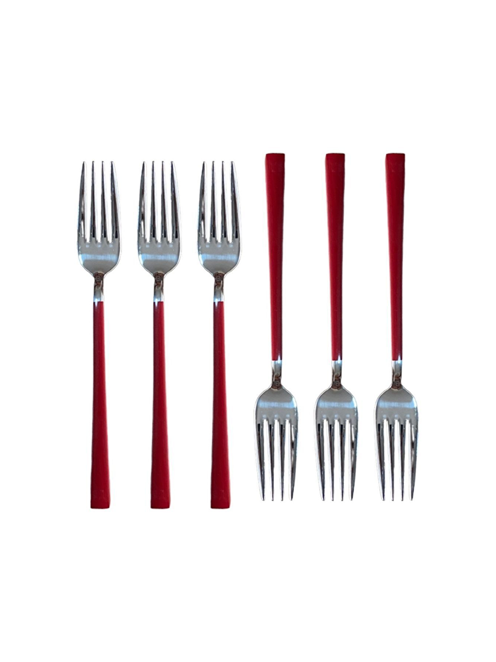 Beyaz Parlak Gümüş Kırmızı Pasta Tatlı Kaşık-Çatal-Çay Kaşığı Seti 18 Adet Gümüş-4