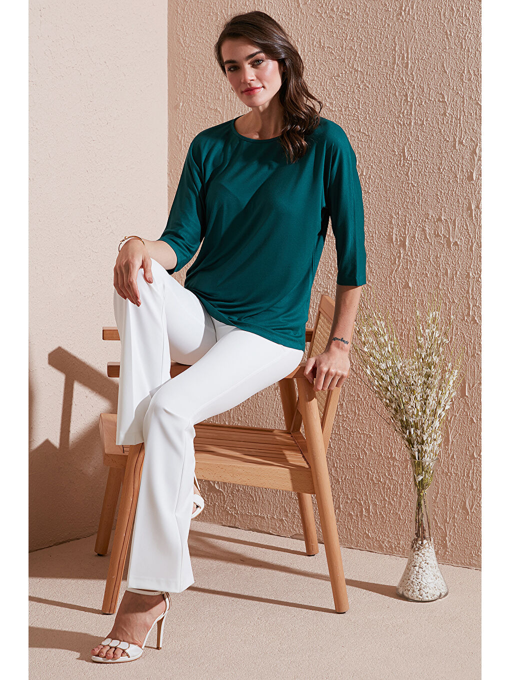 Yeşil Bisiklet Yaka Truvakar Kol Kadın Bluz 5861416Y-1