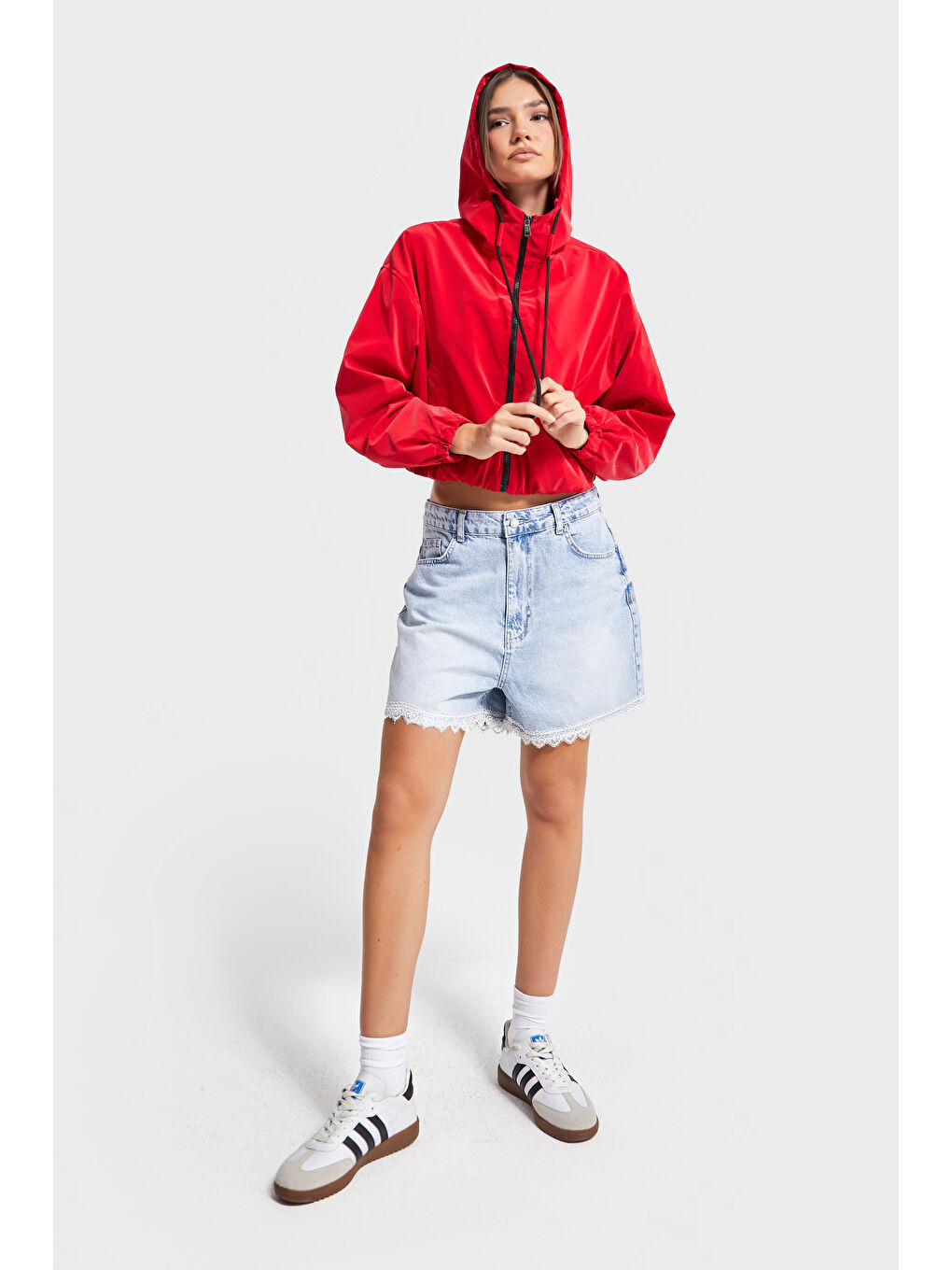 Mavi Kadın Snow Jean Rengi D-4s5-3 Dantel Detaylı Midi Boy %100 Pamuk Tasarım Denim Şort-1