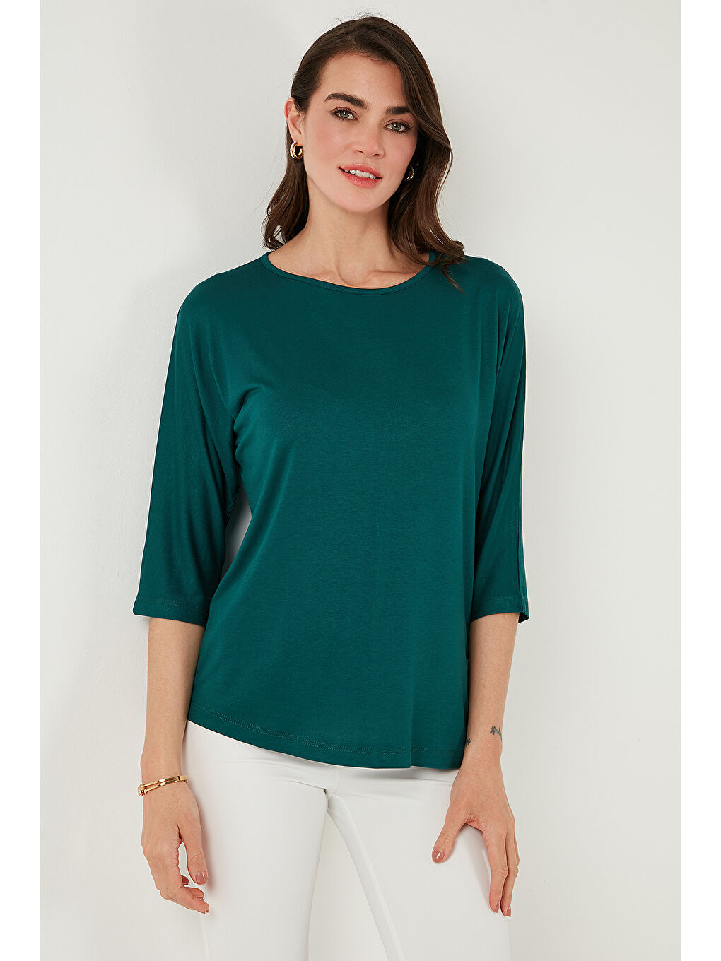 Yeşil Bisiklet Yaka Truvakar Kol Kadın Bluz 5861416Y-3