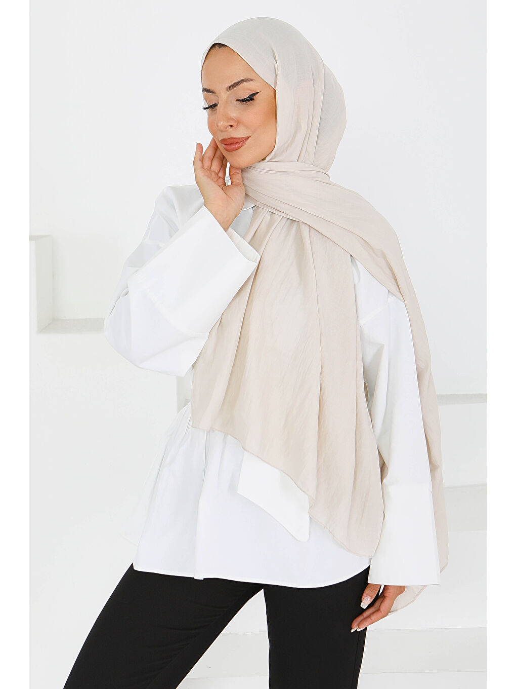 Bej Pamuk Soft Şal Taş - 27591