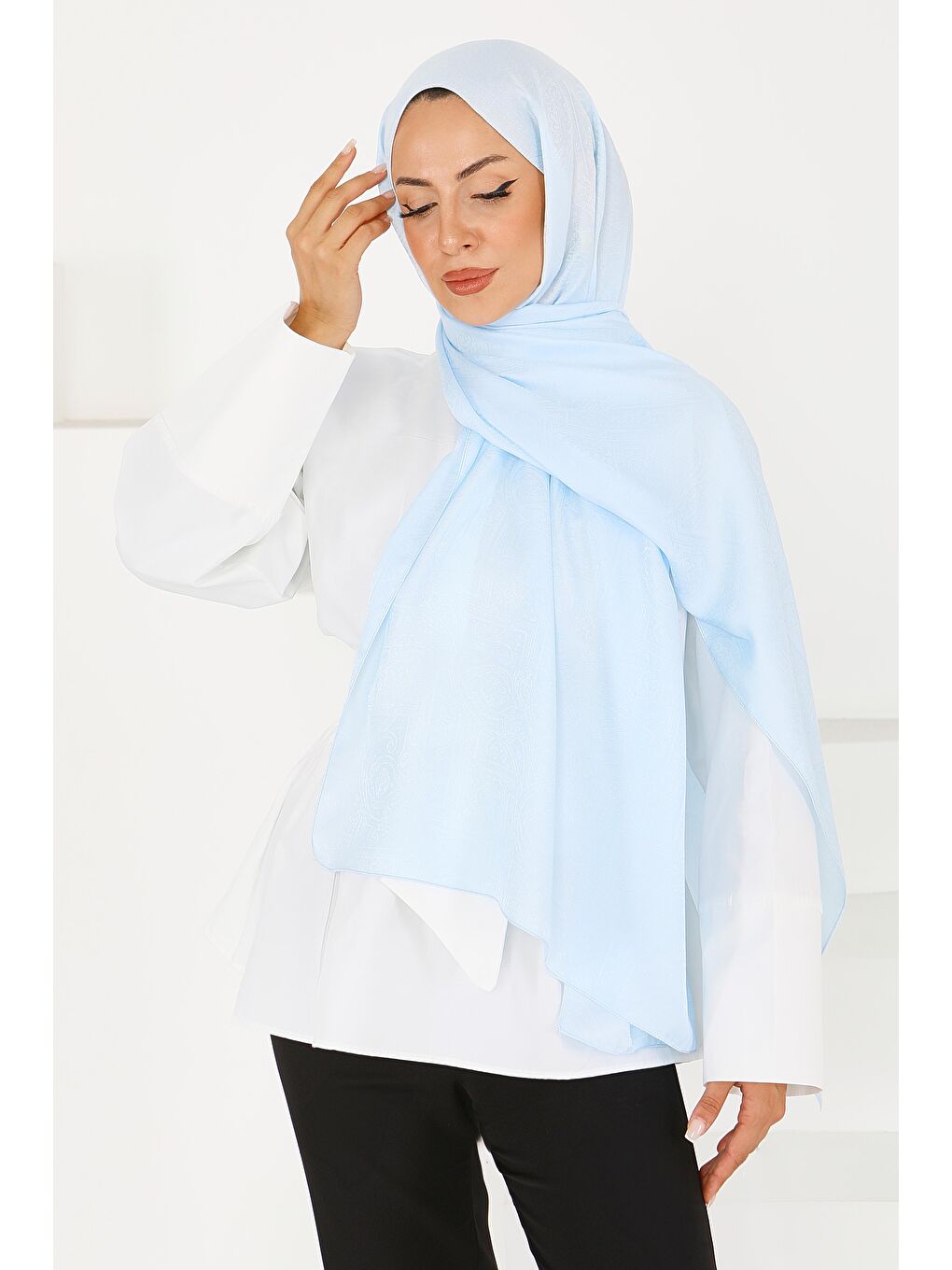 Etnik Monagram Şal Bebe Mavi - 27592-2