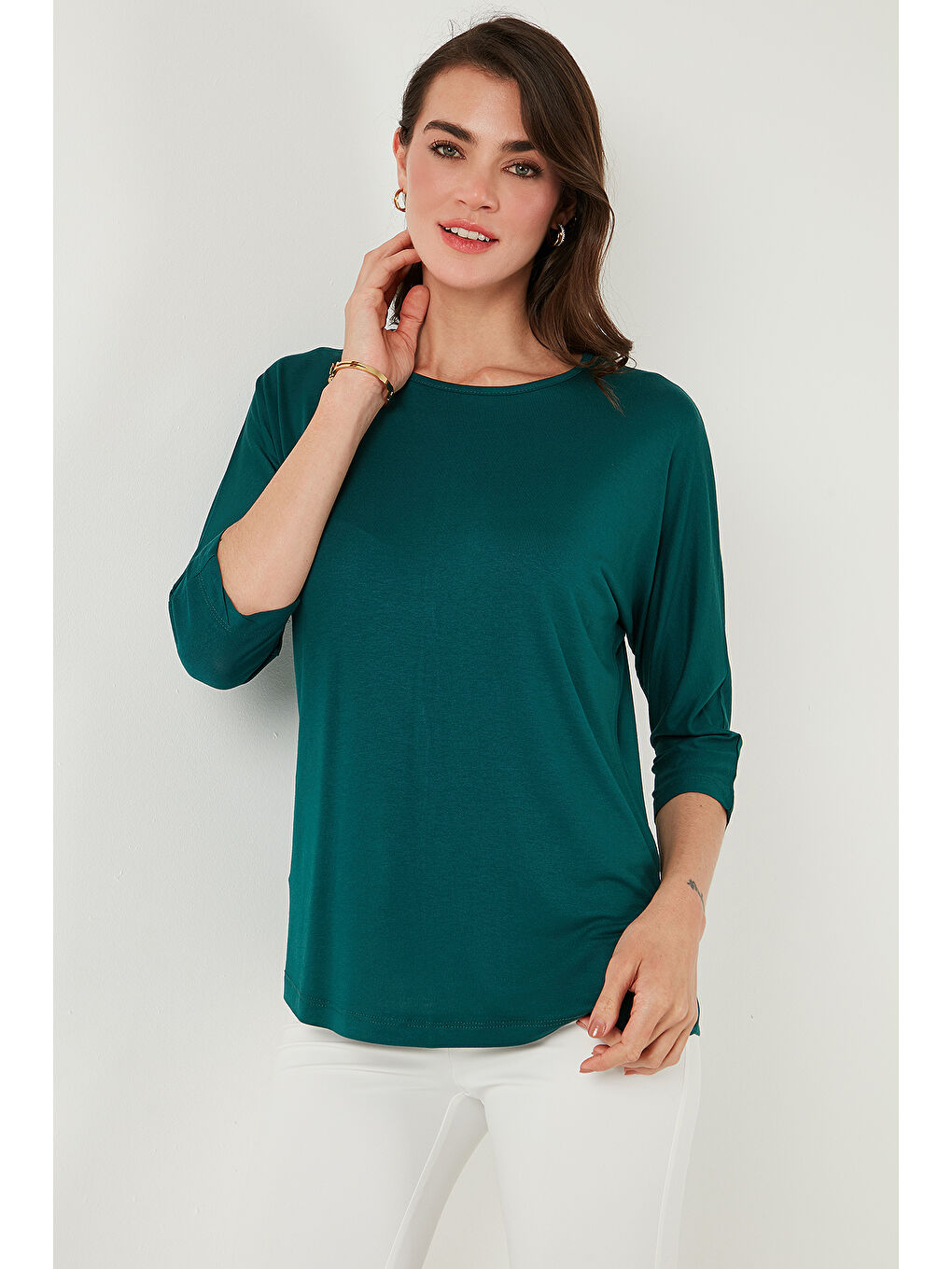 Yeşil Bisiklet Yaka Truvakar Kol Kadın Bluz 5861416Y-4