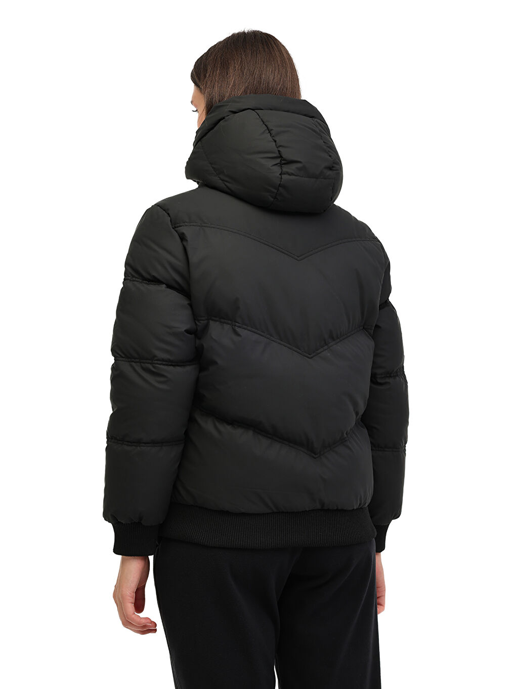 WL 2ND2301 5PR Siyah Kadın Kısa Kaban-1