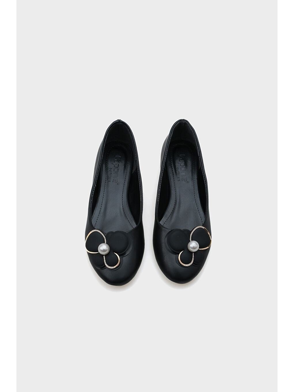 Siyah Blanca İncili Çiçekli Aksesuarlı Kadın Babet