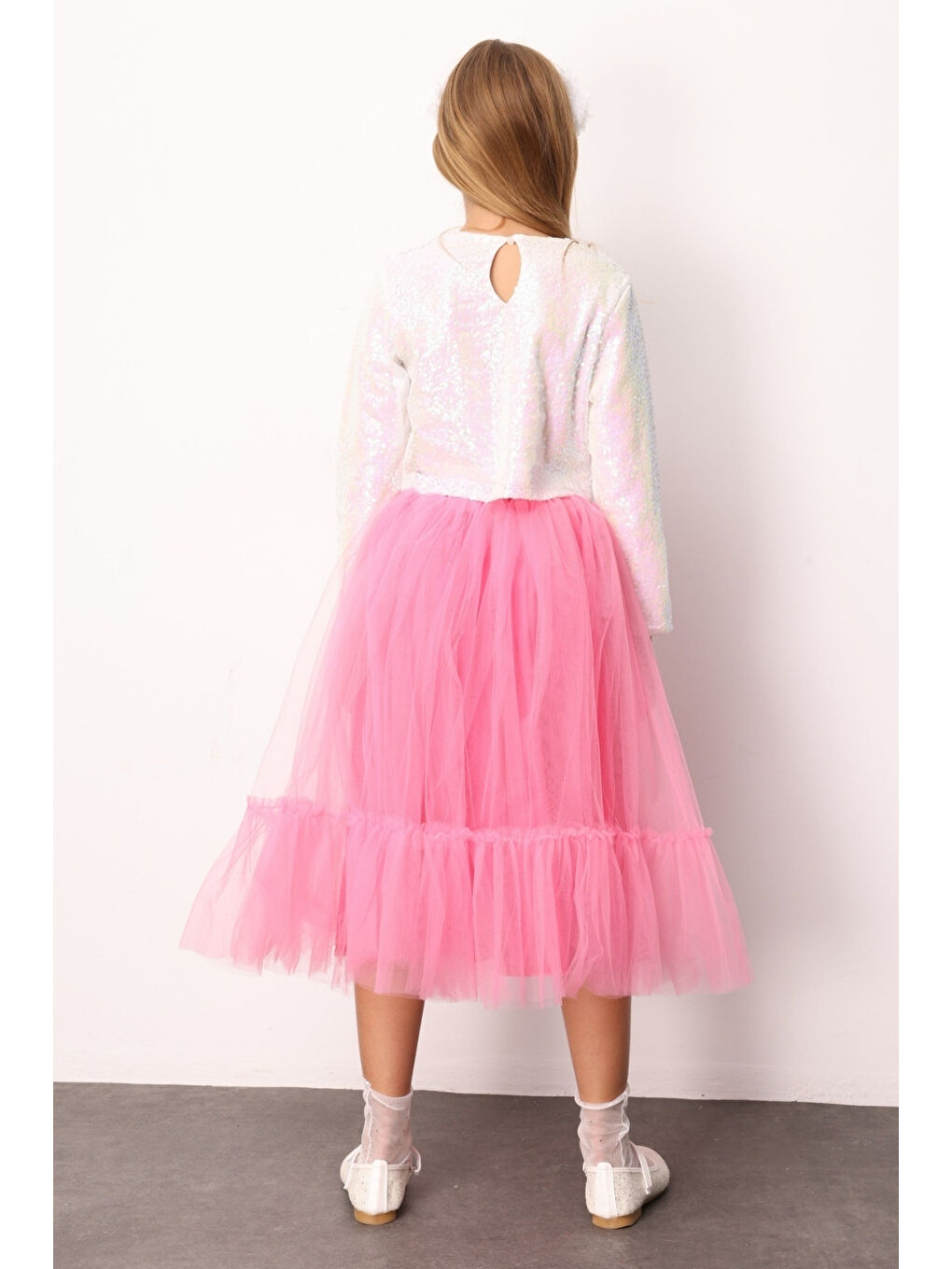 Fuşya Kız Çocuk Uzun Tül Etek - Mindy-3