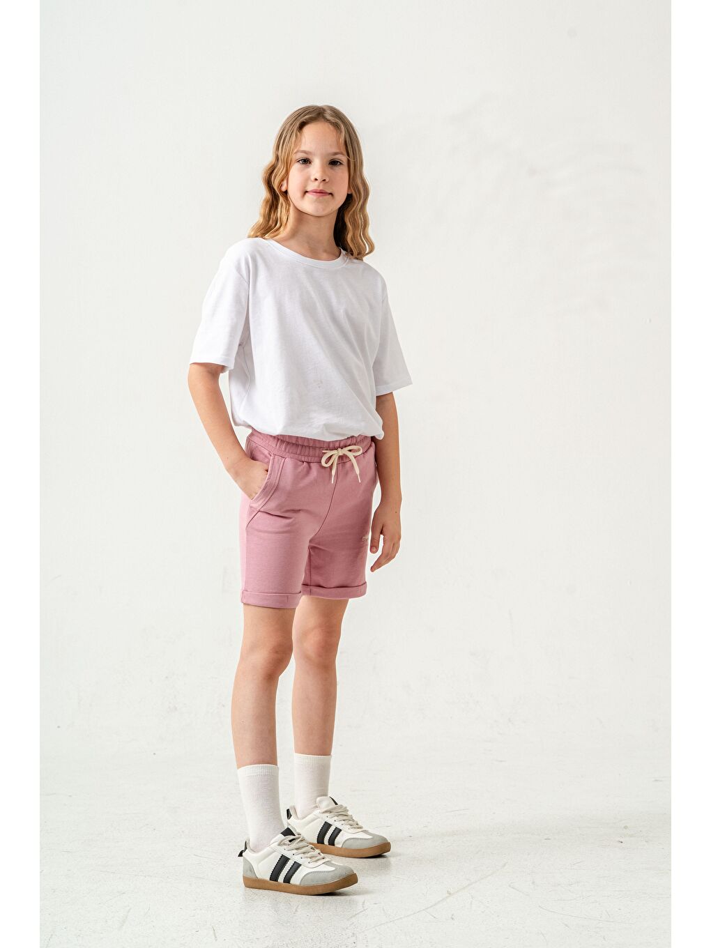Pembe Always Be Joyful Nakışlı Kız Çocuk Şort-3