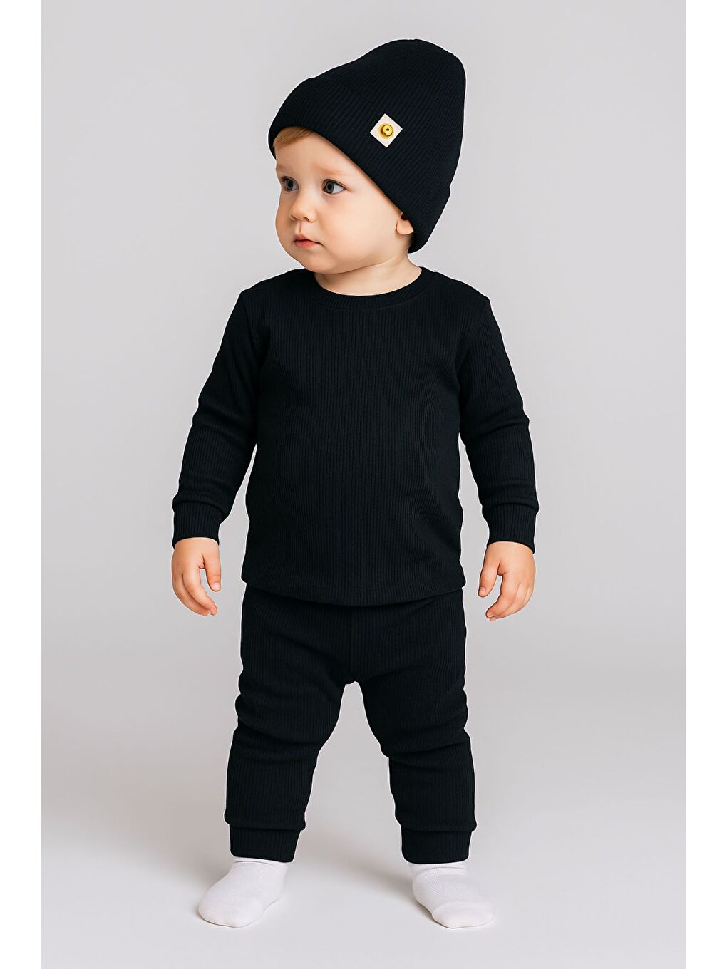 Siyah Unisex 3'Lü Kaşkorse Bebe Takım-1