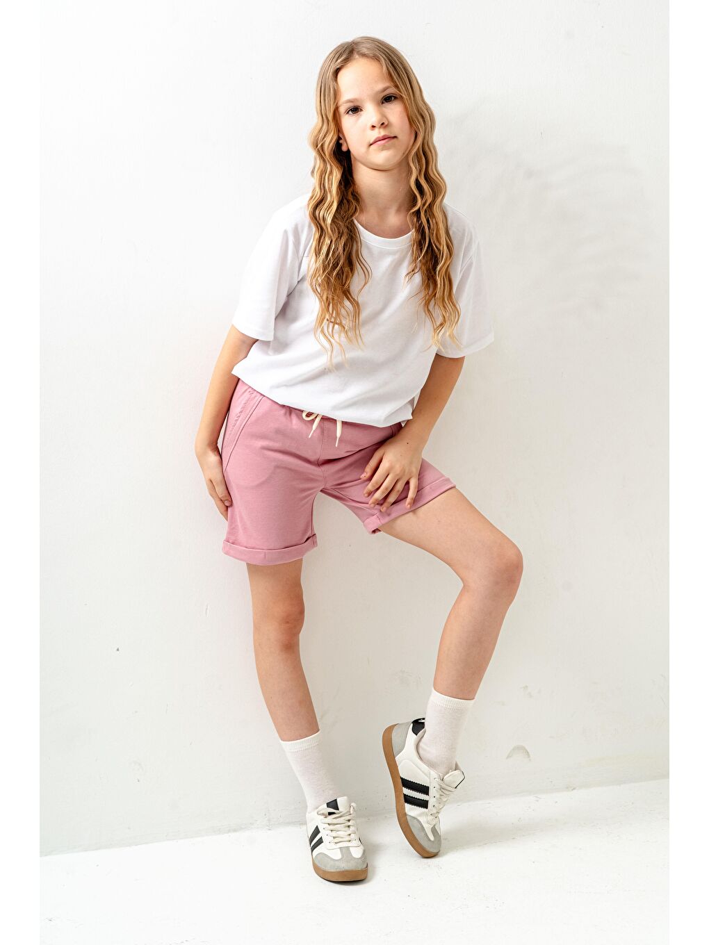 Pembe Always Be Joyful Nakışlı Kız Çocuk Şort-4