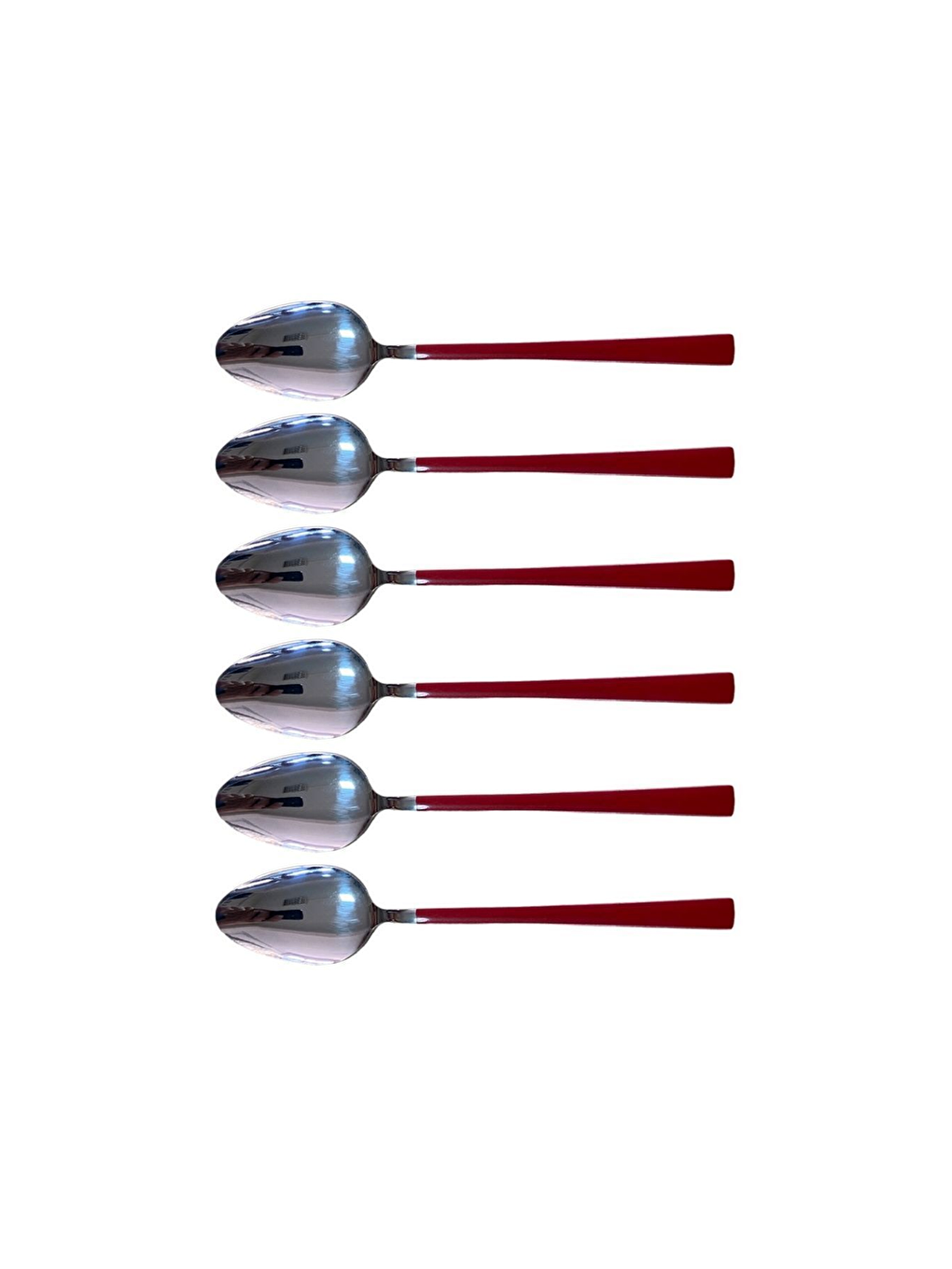 Beyaz Parlak Gümüş Kırmızı Pasta Tatlı Kaşık-Çatal-Çay Kaşığı Seti 18 Adet Gümüş-5