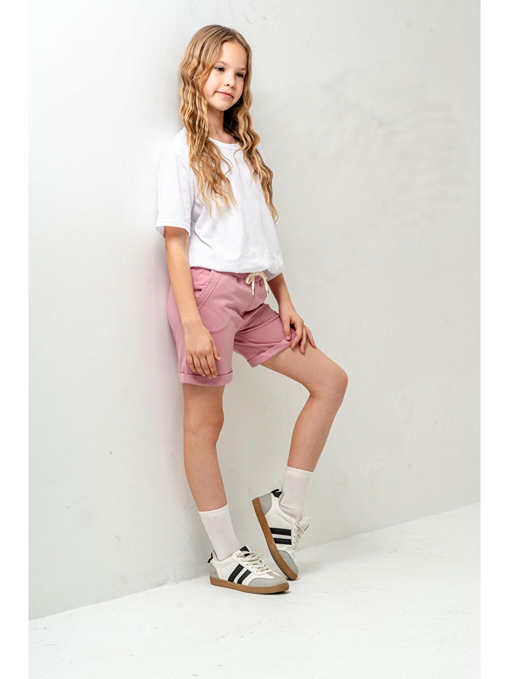 Pembe Always Be Joyful Nakışlı Kız Çocuk Şort-5