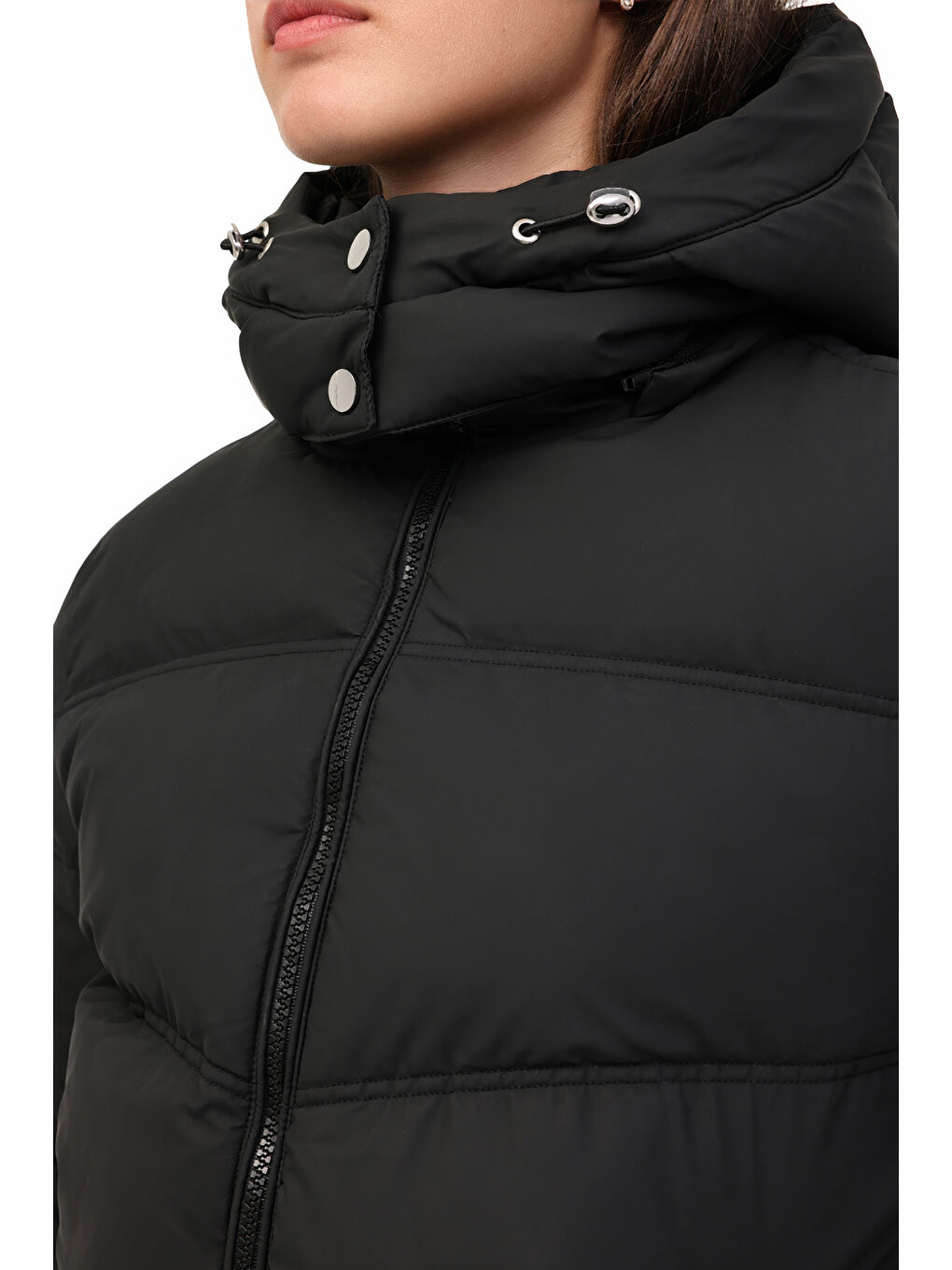 WL 2ND2301 5PR Siyah Kadın Kısa Kaban-3