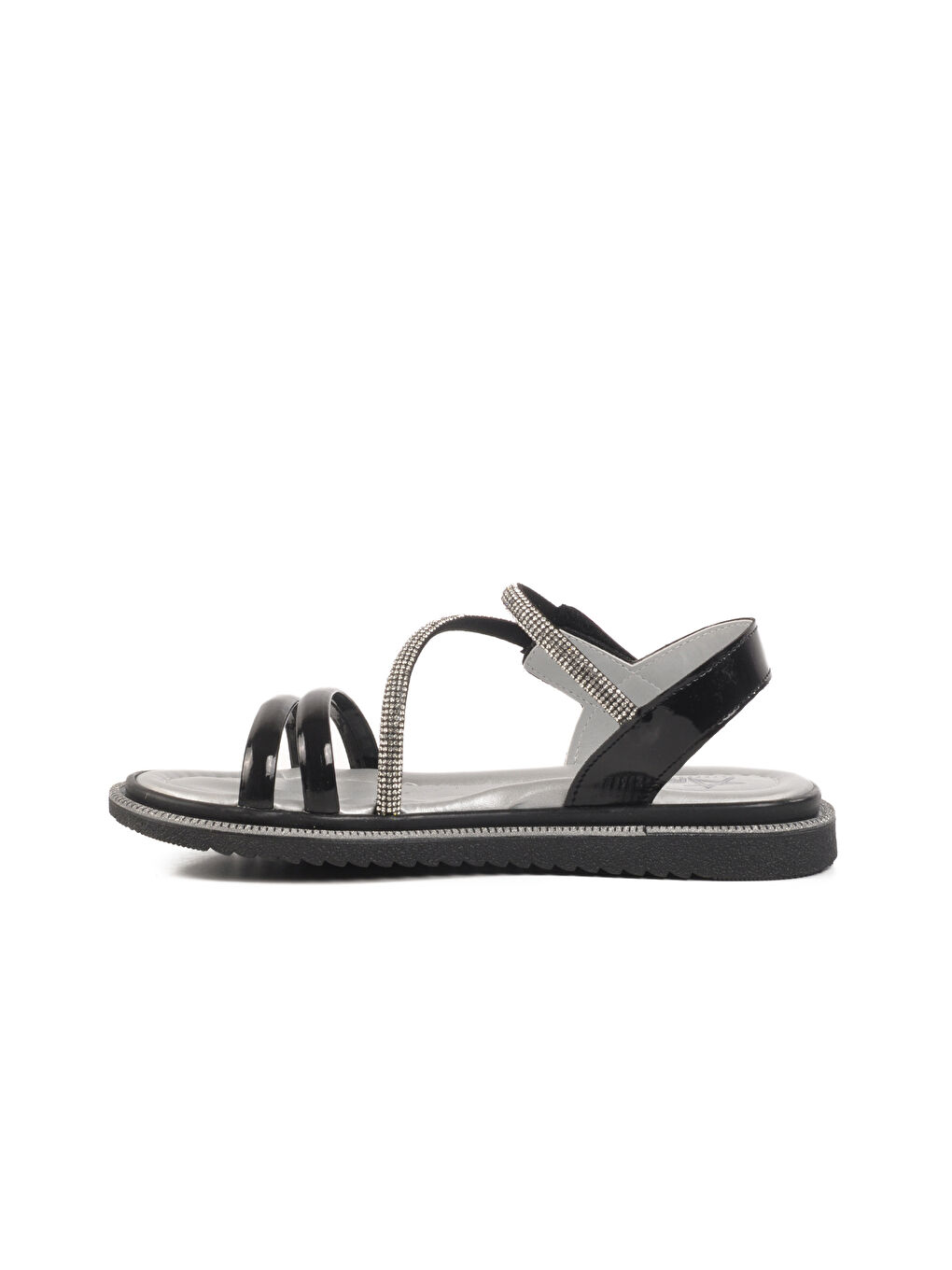 Siyah Rugan Cırtlı Ortopedik Kız Çocuk Sandalet 25T103 F-1