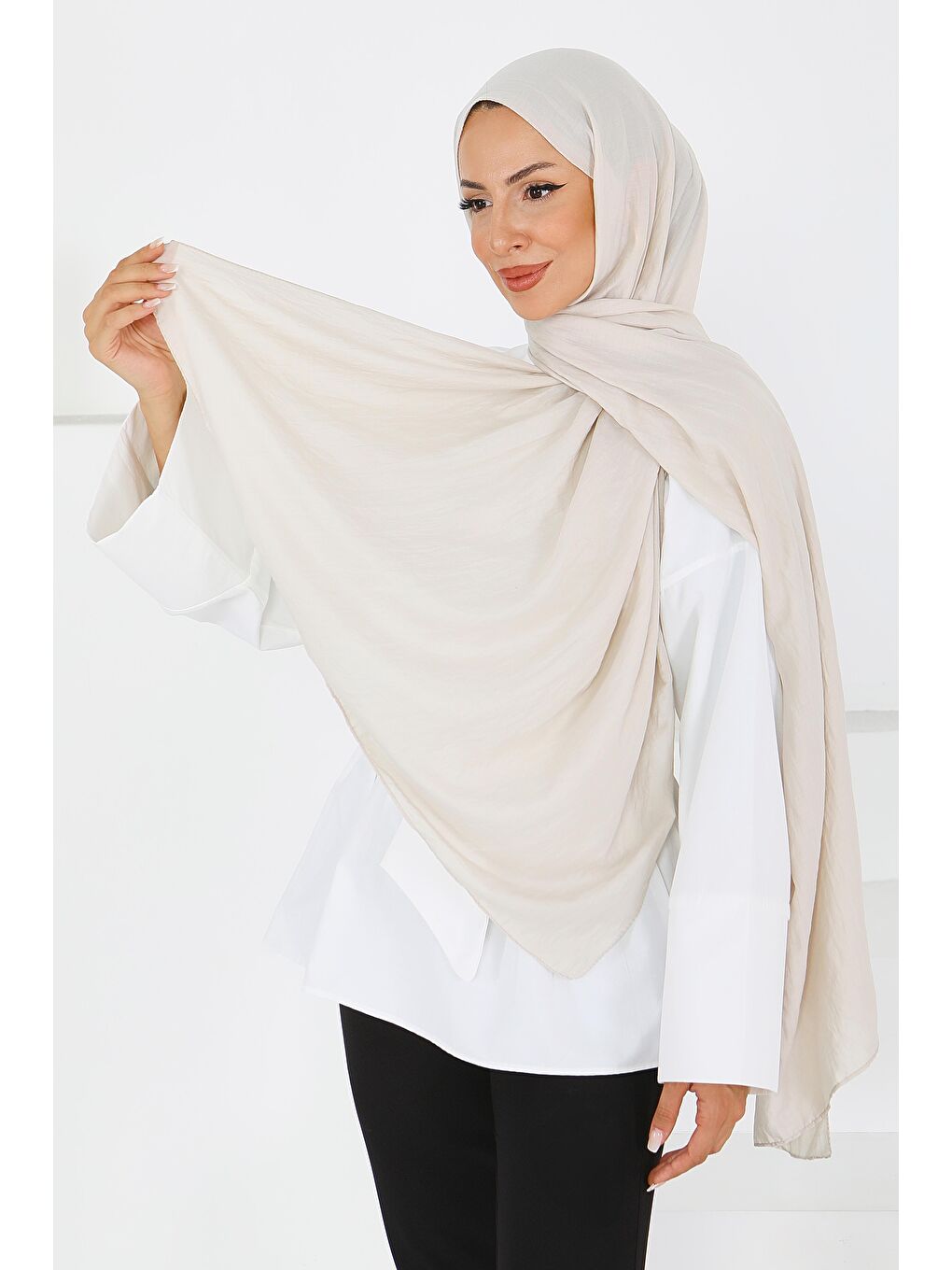 Bej Pamuk Soft Şal Taş - 27591-1