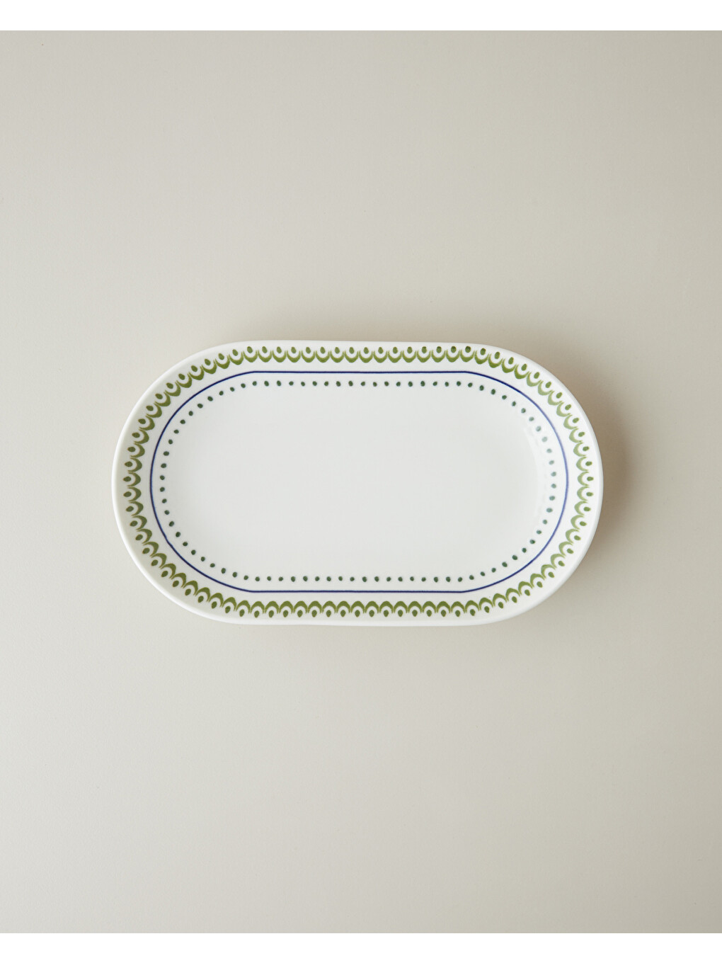 Talavera Porselen Kayık Tabak 19 Cm Beyaz - Lacivert-1