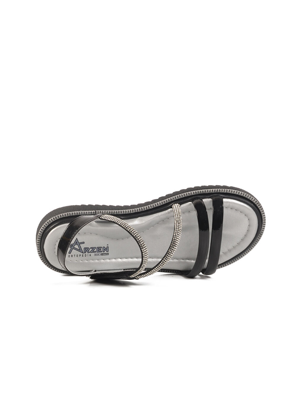 Siyah Rugan Cırtlı Ortopedik Kız Çocuk Sandalet 25T103 F-3