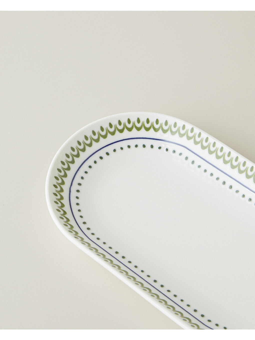 Talavera Porselen Kayık Tabak 19 Cm Beyaz - Lacivert-2