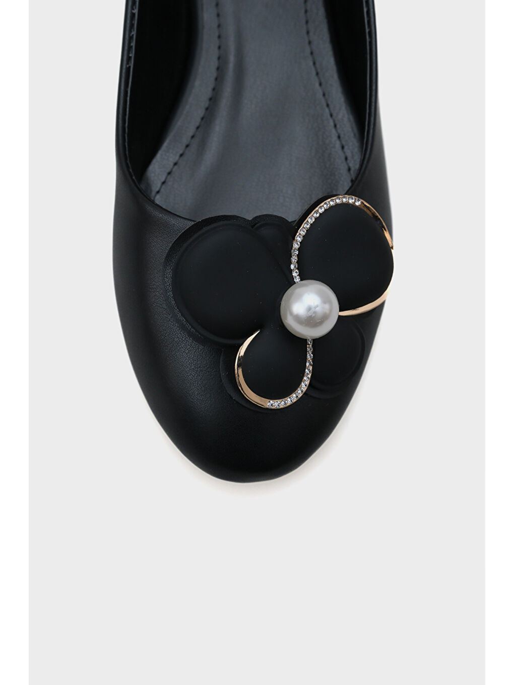 Siyah Blanca İncili Çiçekli Aksesuarlı Kadın Babet-3