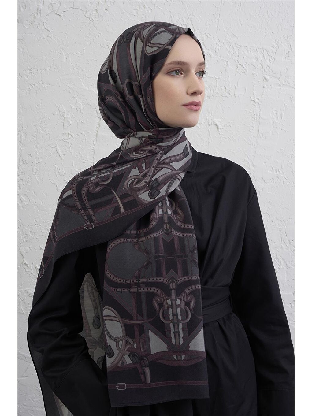 Gri Kadın Füme İpek Şal 5 09-1