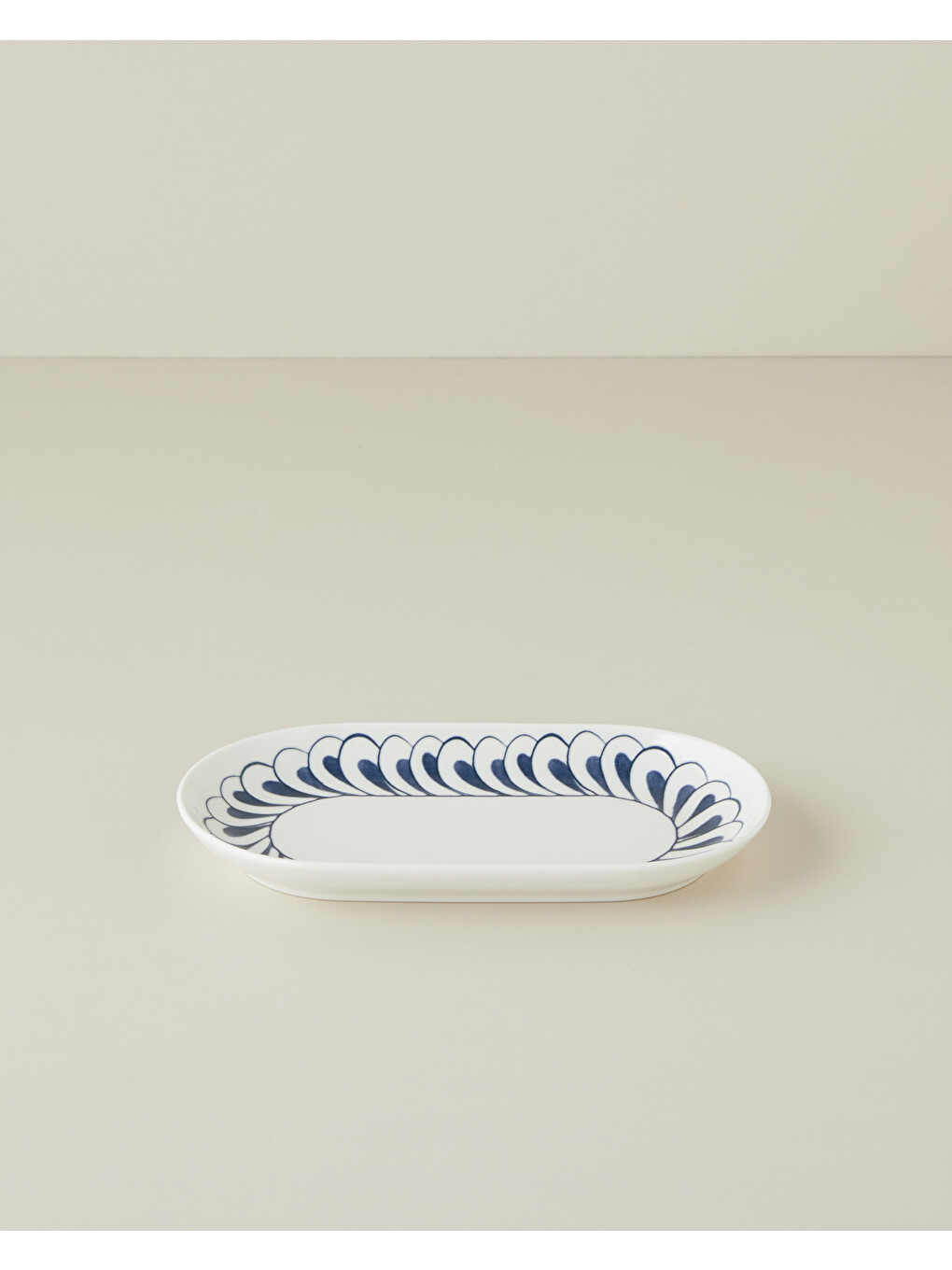 Harmony Talavera Porselen Kayık Tabak 24 Cm Beyaz - Lacivert