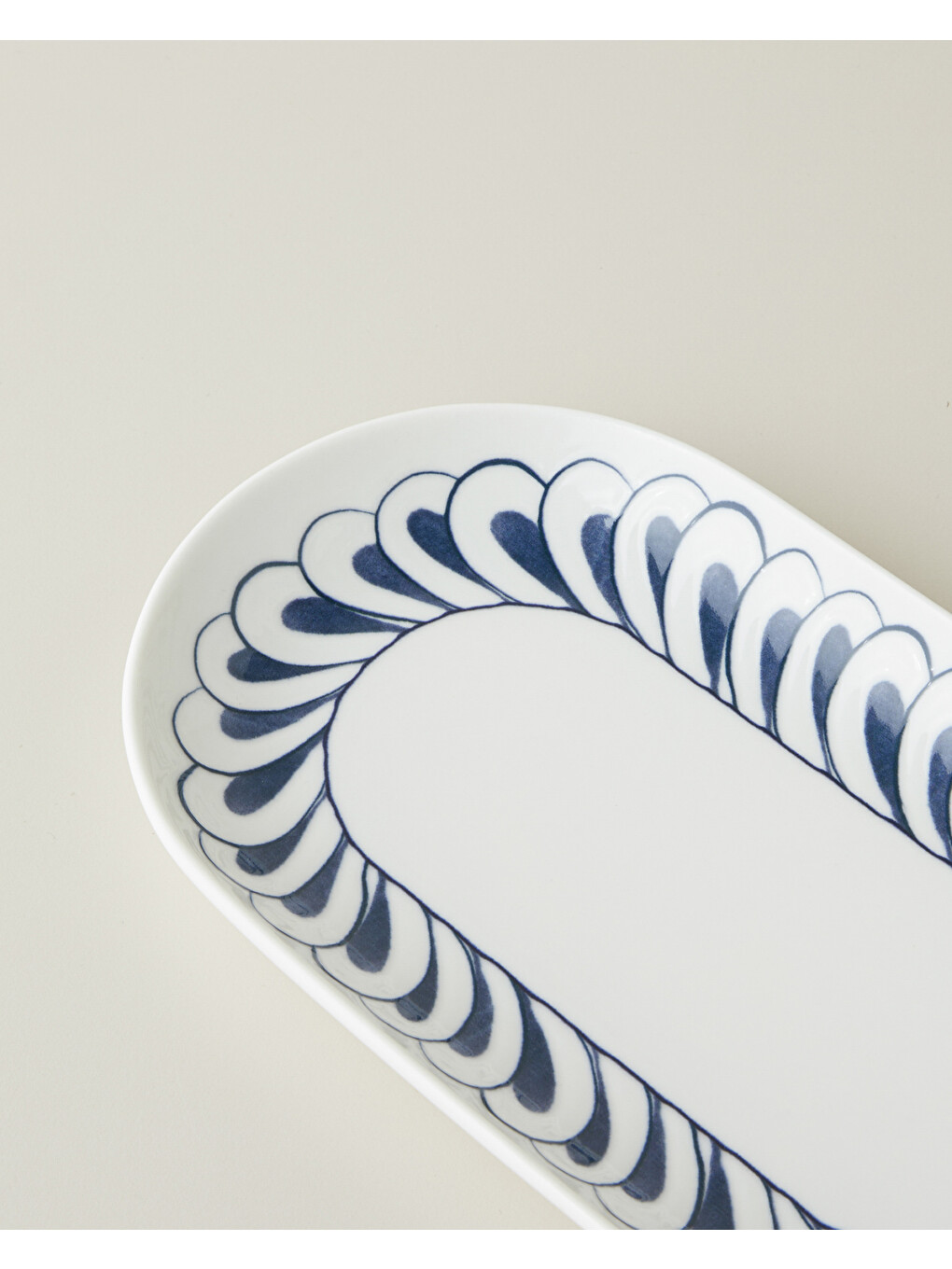 Harmony Talavera Porselen Kayık Tabak 24 Cm Beyaz - Lacivert-2