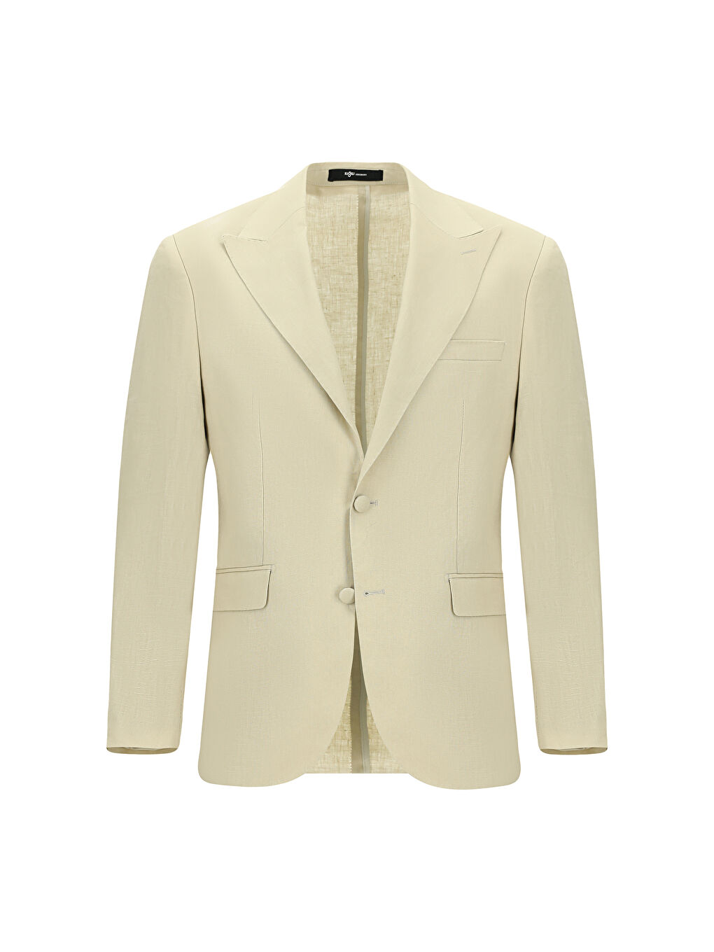 Bej Regular Fit Sivri Yaka Keten Smokin & Damatlık-1